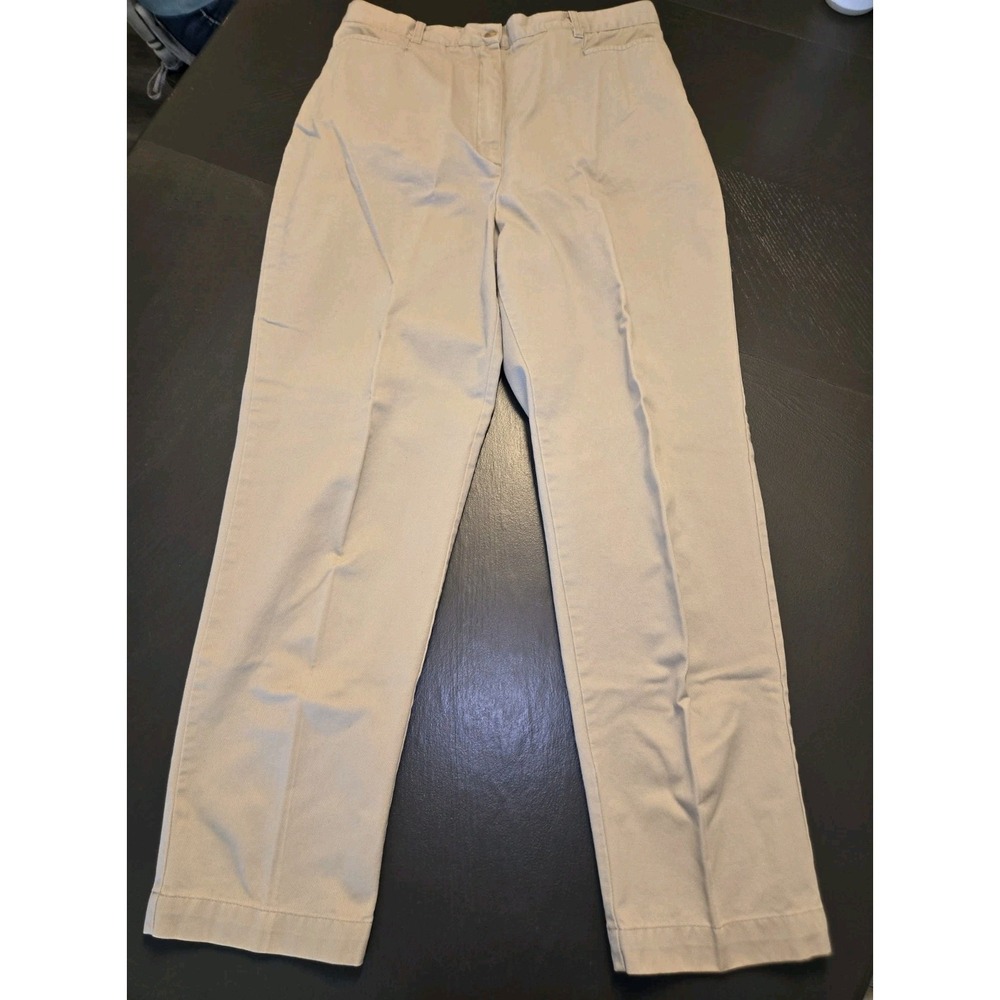 Christopher & Banks Khaki Chino Pants Womens 14 Average Tan Wrinkle Free Cotton